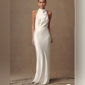 Meshki Esther Iridescent Satin Cowl Maxi Dress